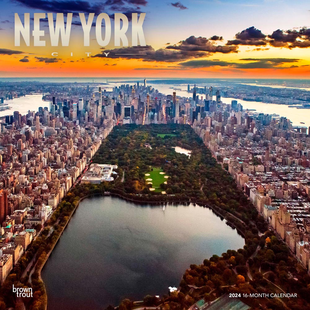 New York City | 2024 12 x 24 Inch Monthly Square Wall Calendar | Foil Stamped Cover | BrownTrout | USA United States of America NYC State Northeast