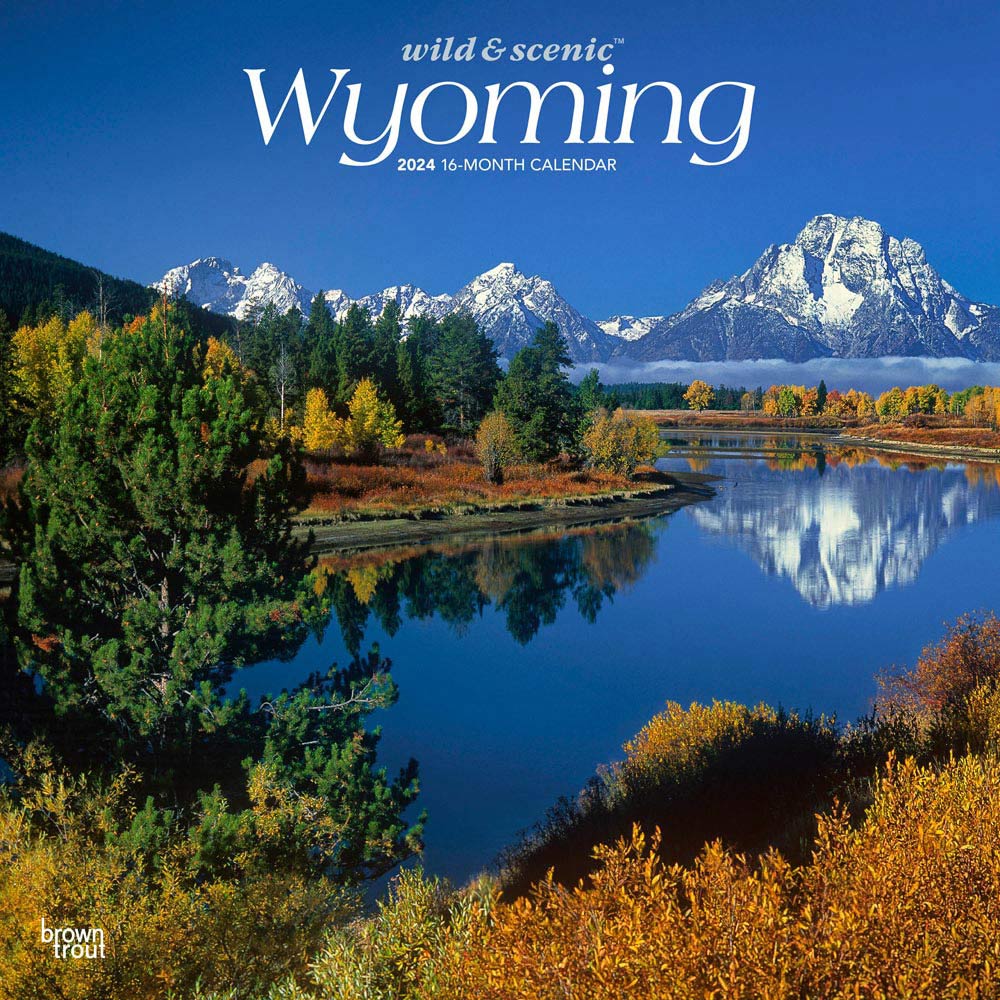 Wyoming Wild & Scenic | 2024 12 x 24 Inch Monthly Square Wall Calendar | BrownTrout | USA United States of America Midwest State Nature