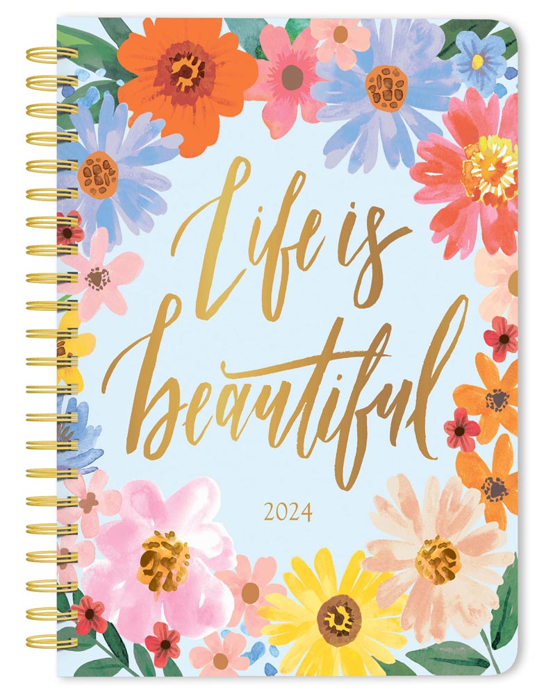 Bonnie Marcus | 2024 6 x 7.75 Inch Weekly Desk Planner | Foil Stamped Cover | BrownTrout | Fashion Designer Stationery
