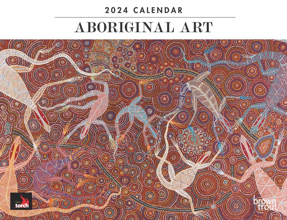 Aboriginal Art | 2024 12 x 19 Inch Monthly Horizontal Wall Calendar | BrownTrout | Paintings Australia Native