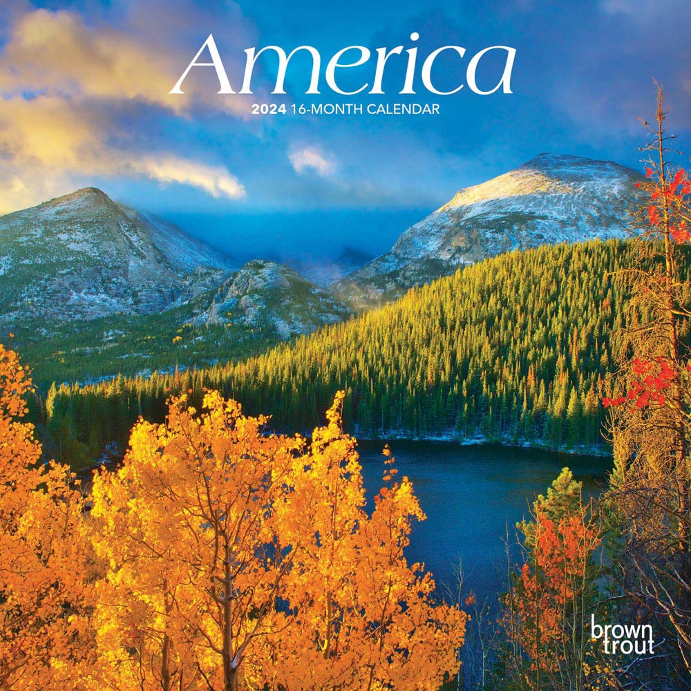 America | 2024 7 x 14 Inch Monthly Mini Wall Calendar | BrownTrout | USA United States