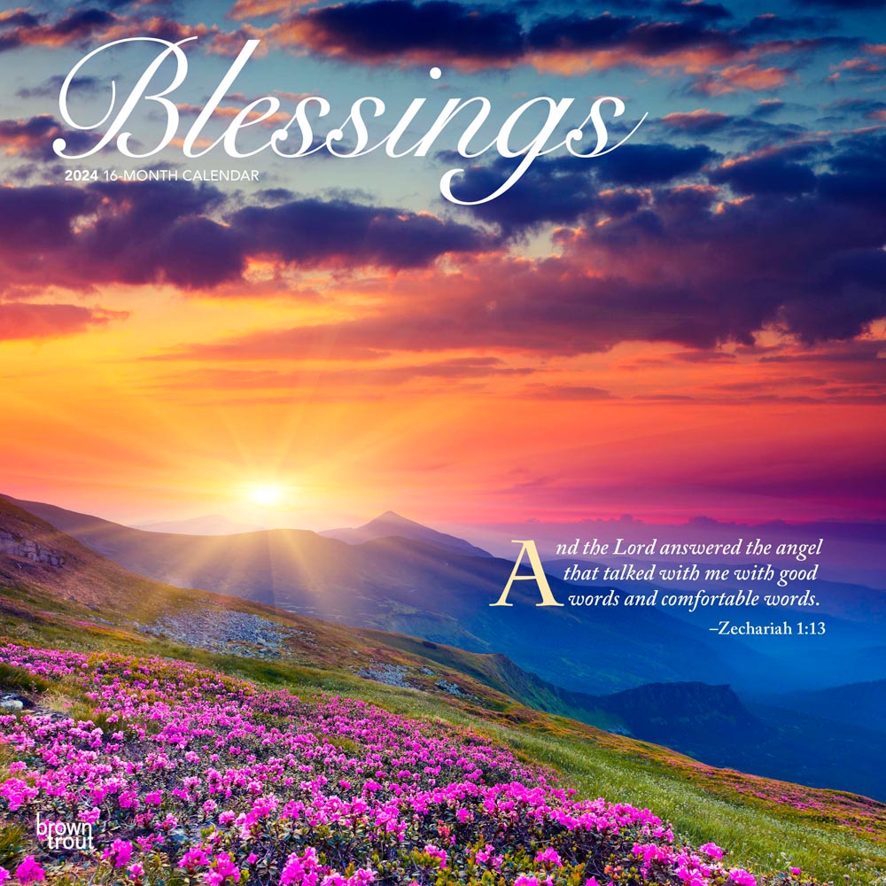 Blessings | 2024 12 x 24 Inch Monthly Square Wall Calendar | BrownTrout | Religious Prayers Inspiration