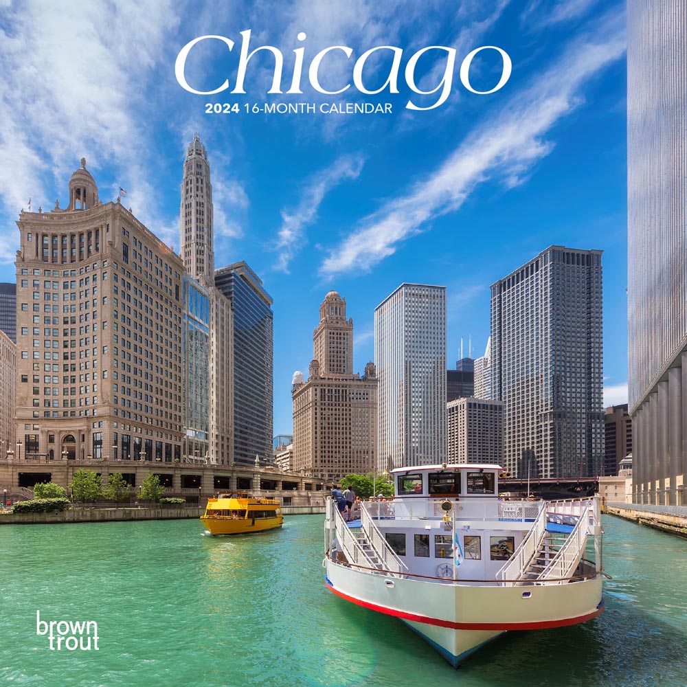 Chicago | 2024 7 x 14 Inch Monthly Mini Wall Calendar | BrownTrout | USA United States of America Illinois Midwest City