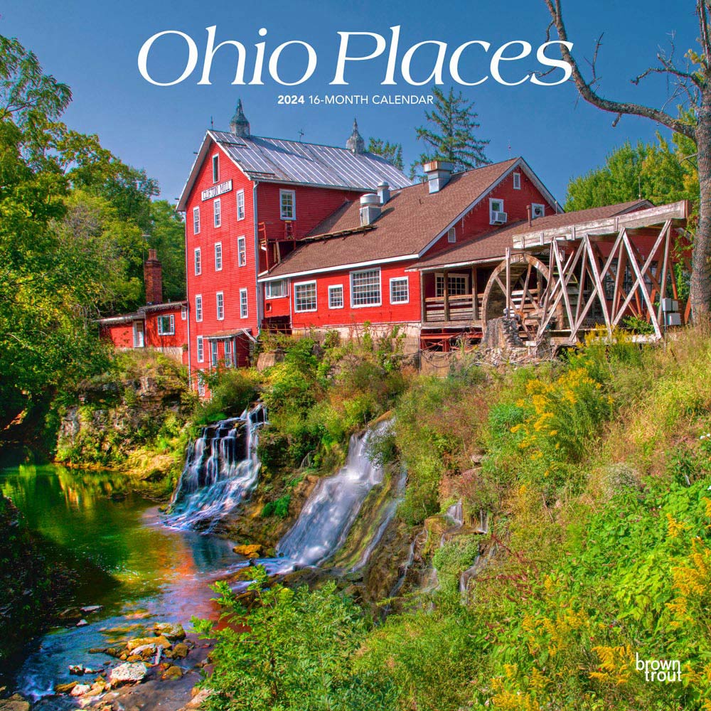 Ohio Places | 2024 12 x 24 Inch Monthly Square Wall Calendar | BrownTrout | USA United States of America Midwest State Nature