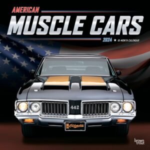 American Muscle Cars OFFICIAL | 2024 12 x 24 Inch Monthly Square Wall Calendar | Foil Stamped Cover | BrownTrout | USA Motor Ford Chevrolet Chrysler Oldsmobile Pontiac