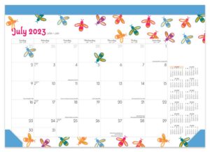 Busy Bees | 2024 15.5 x 11 Inch 18 Months Monthly Desk Pad | July 2023 - December 2024 | Plato | Planning Stationery