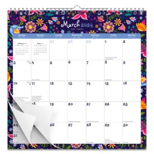 Floral Splendor | 2024 12 x 12 Inch 18 Months Monthly Square Wire-O Calendar | Sticker Sheet | July 2023 - December 2024 | StarGifts | Stationery Planning