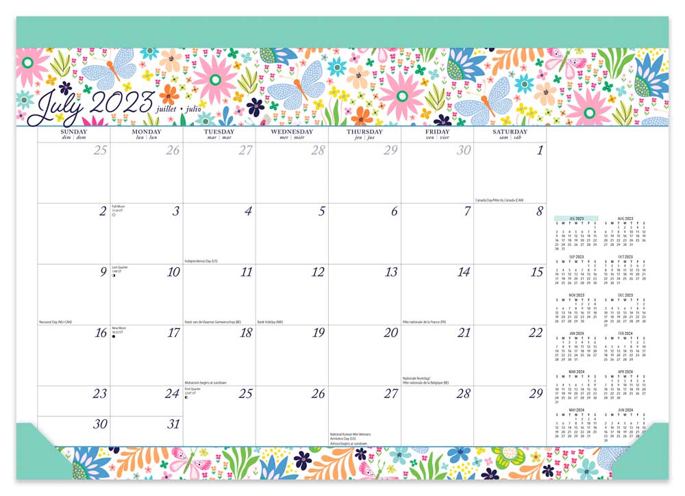 Spring Awakening | 2024 14 x 10 Inch 18 Months Monthly Desk Pad Calendar | July 2023 - December 2024 | Plato | Artwork Stationery