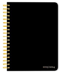 Black Solid | 2024 6 x 7.75 Inch 18 Months Weekly Desk Planner | Foil Stamped Cover | July 2023 - December 2024 | Plato | Planning Stationery