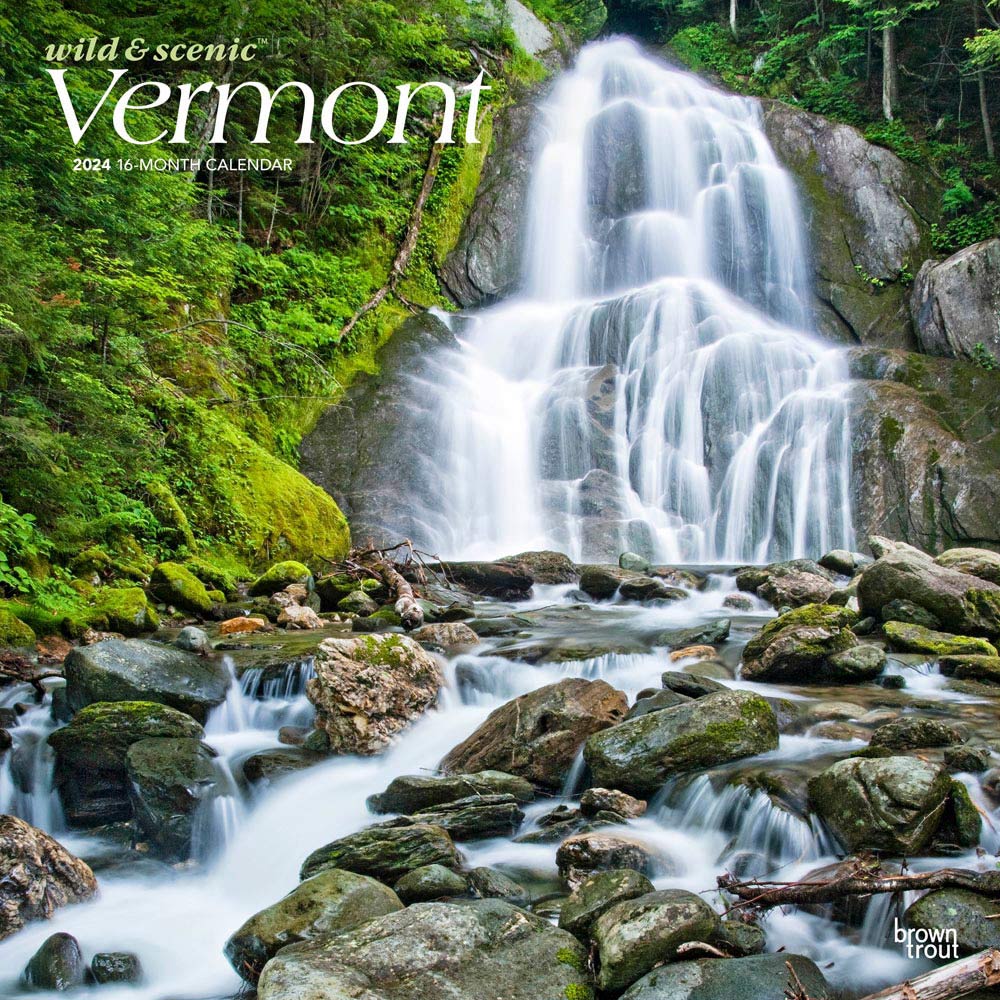 Vermont Wild & Scenic | 2024 12 x 24 Inch Monthly Square Wall Calendar | BrownTrout | USA United States of America Northeast State Nature