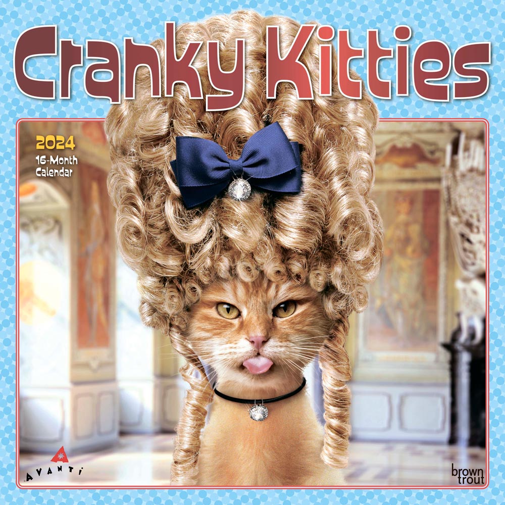 Avanti Cranky Kitties | 2024 12 x 24 Inch Monthly Square Wall Calendar | Foil Stamped Cover | BrownTrout | Angry Cat Humor Feline
