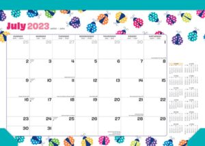 Ladybug Party | 2024 15.5 x 11 Inch 18 Months Monthly Desk Pad | July 2023 - December 2024 | StarGifts | Planning Stationery