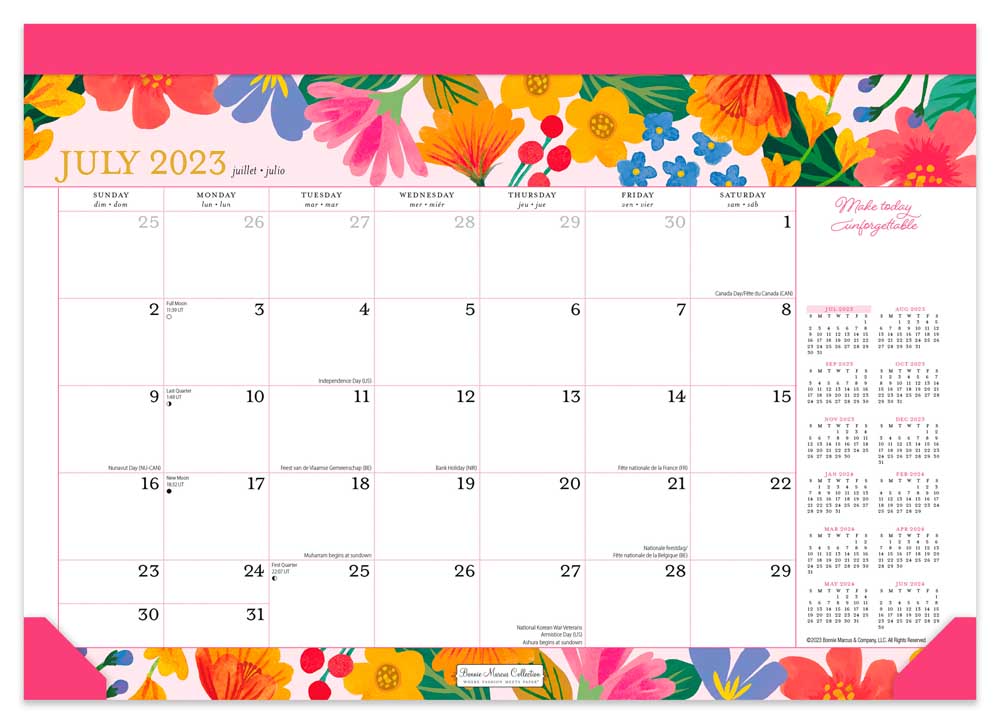Bonnie Marcus 2024 18 Months Desk Pad Calendar July 2023 December