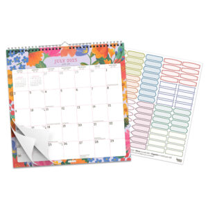 Bonnie Marcus | 2024 12 x 12 Inch 18 Months Monthly Square Wire-O Calendar | Sticker Sheet | July 2023 - December 2024 | Plato | Fashion Designer Stationery