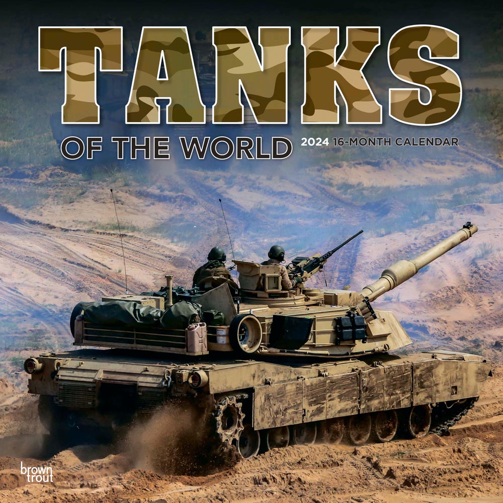 Tanks of the World | 2024 12 x 24 Inch Monthly Square Wall Calendar | BrownTrout | Military Vehicle Equipment