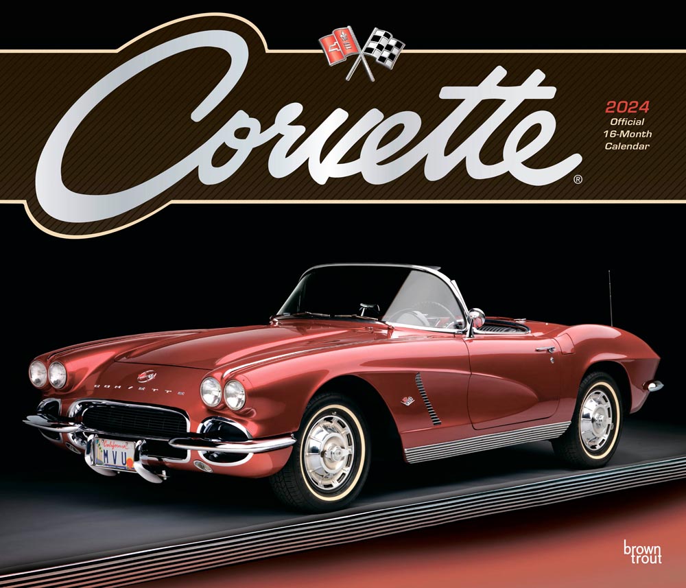 Corvette OFFICIAL | 2024 14 x 24 Inch Monthly Deluxe Wall Calendar | Foil Stamped Cover | BrownTrout | Chevrolet Motor Muscle Car