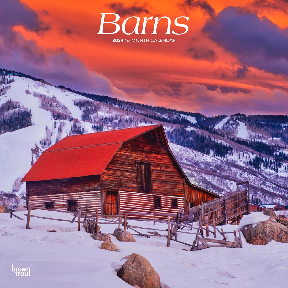 Barns | 2024 12 x 24 Inch Monthly Square Wall Calendar | BrownTrout | USA United States of America Scenic Rural Farm