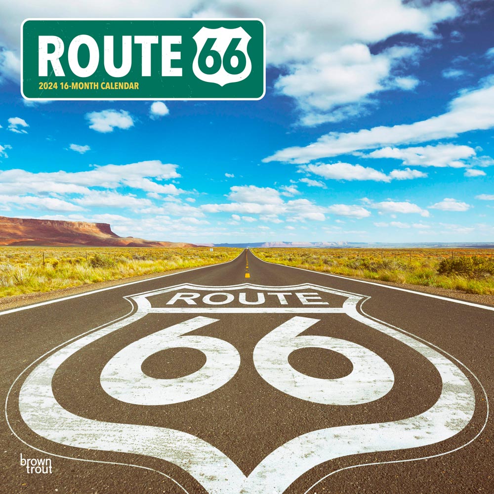 Route 66 | 2024 12 x 24 Inch Monthly Square Wall Calendar | BrownTrout | USA United States of America Scenic Rural