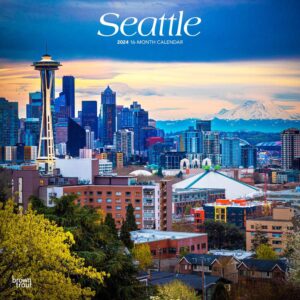 Seattle | 2024 12 x 24 Inch Monthly Square Wall Calendar | BrownTrout | USA United States of America Washington Pacific West Coast City