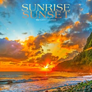 Sunrise Sunset | 2024 12 x 24 Inch Monthly Square Wall Calendar | BrownTrout | Nature Photography Science