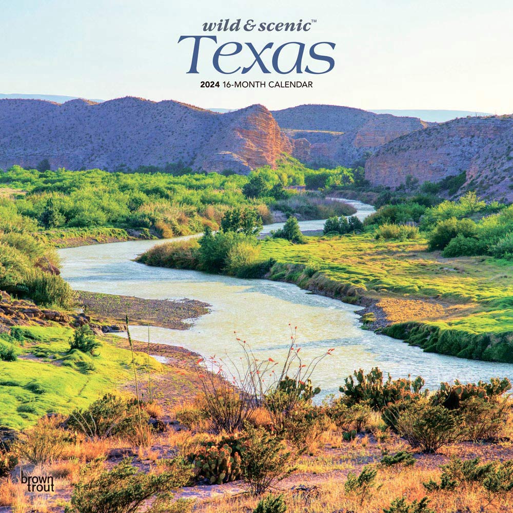 Texas Wild & Scenic | 2024 12 x 24 Inch Monthly Square Wall Calendar | BrownTrout | USA United States of America Southwest State Nature