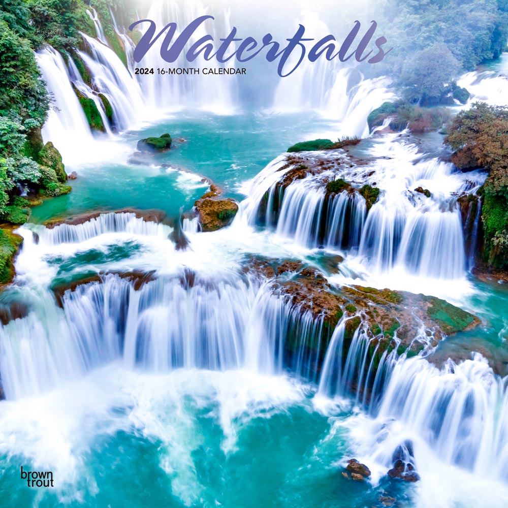 Waterfalls | 2024 12 x 24 Inch Monthly Square Wall Calendar | BrownTrout | Nature Rivers Lakes