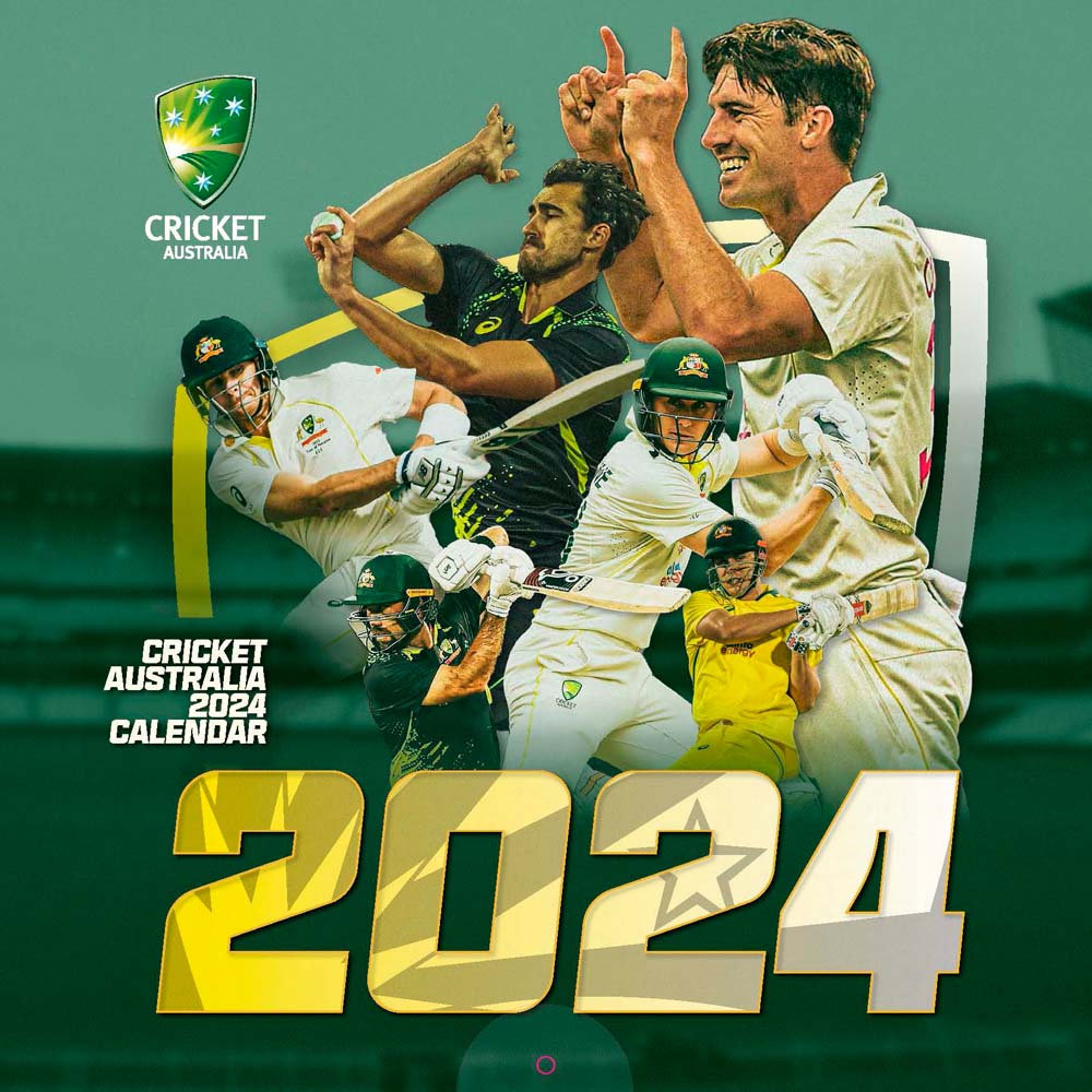 Cricket Australia | 2024 12 x 24 Inch Monthly Square Wall Calendar | BrownTrout | Sport Wicket CA ACB