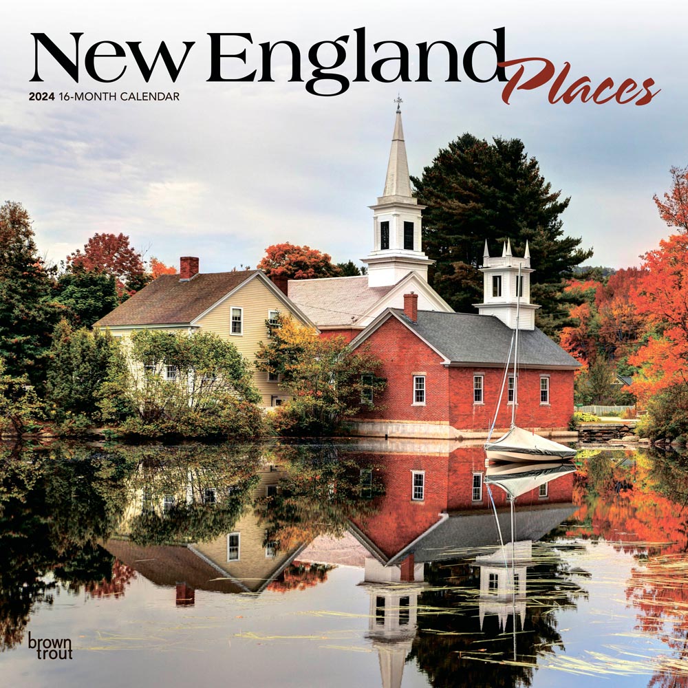 New England Places | 2024 12 x 24 Inch Monthly Square Wall Calendar | BrownTrout | USA United States of America East Coast Scenic Nature