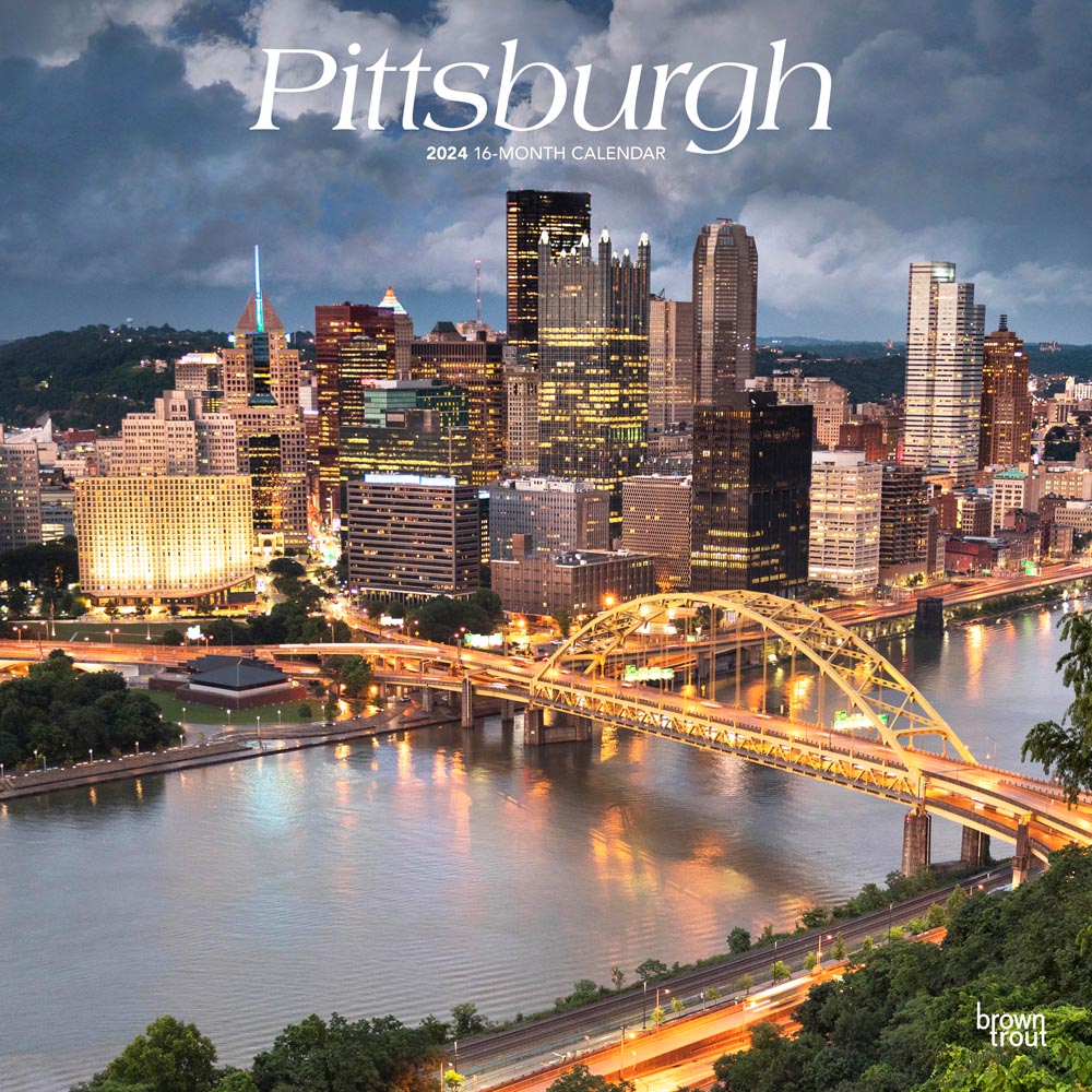Pittsburgh | 2024 12 x 24 Inch Monthly Square Wall Calendar | BrownTrout | USA United States of America Pennsylvania Northeast City