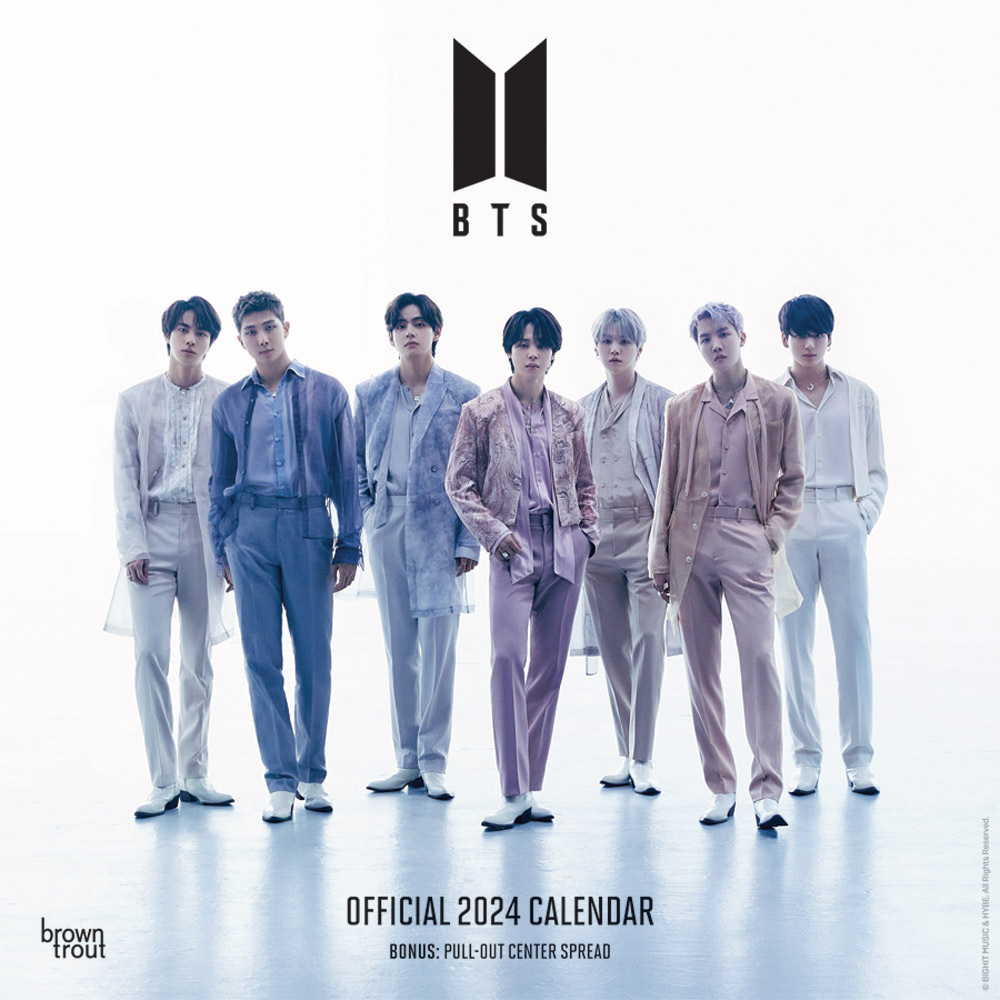 BTS OFFICIAL | 2024 12 x 24 Inch Monthly Square Wall Calendar | BrownTrout | K-Pop Bangtan Boys Music