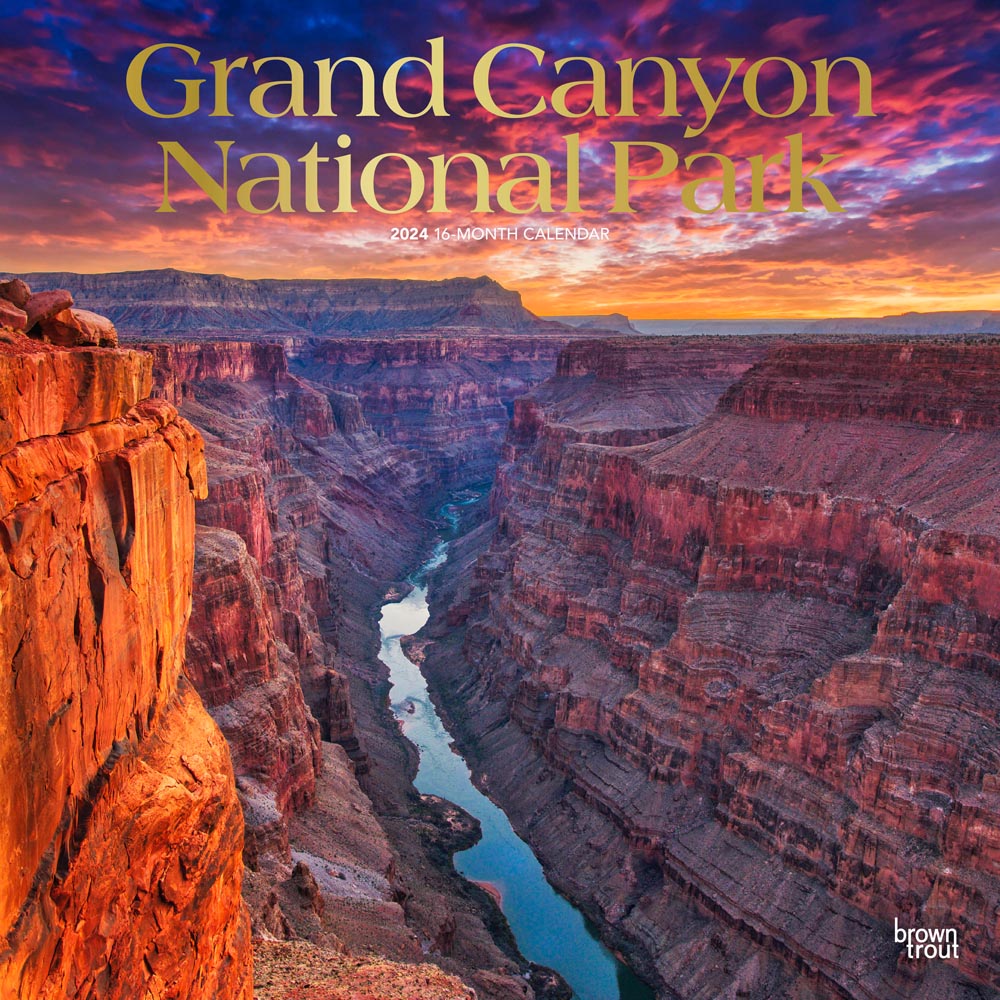 Grand Canyon National Park | 2024 12 x 24 Inch Monthly Square Wall Calendar | Foil Stamped Cover | BrownTrout | USA United States of America Scenic Nature