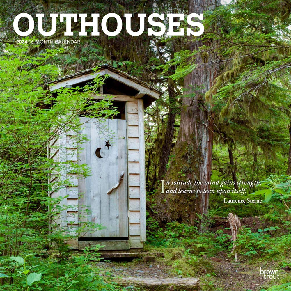 Outhouses | 2024 12 x 24 Inch Monthly Square Wall Calendar | BrownTrout | Toilette Latrine Bog Humor