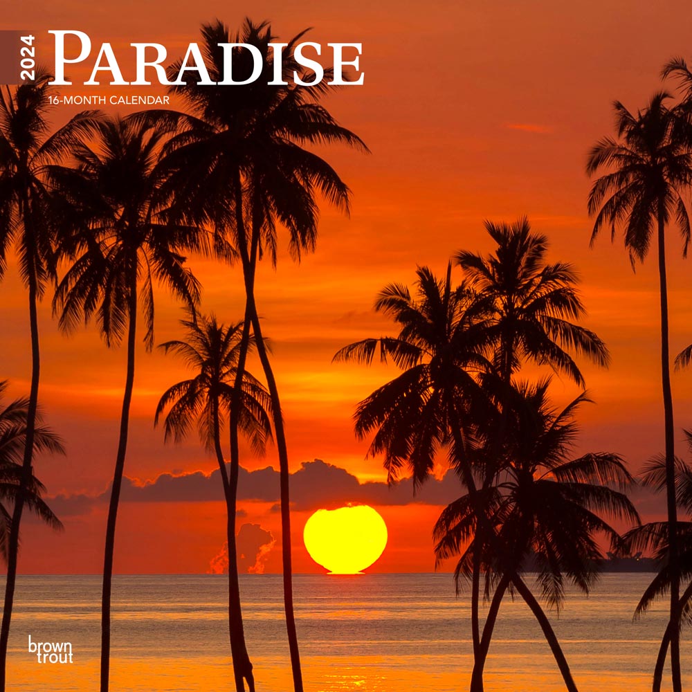 Paradise | 2024 12 x 24 Inch Monthly Square Wall Calendar | BrownTrout | Scenic Travel Nature Beach