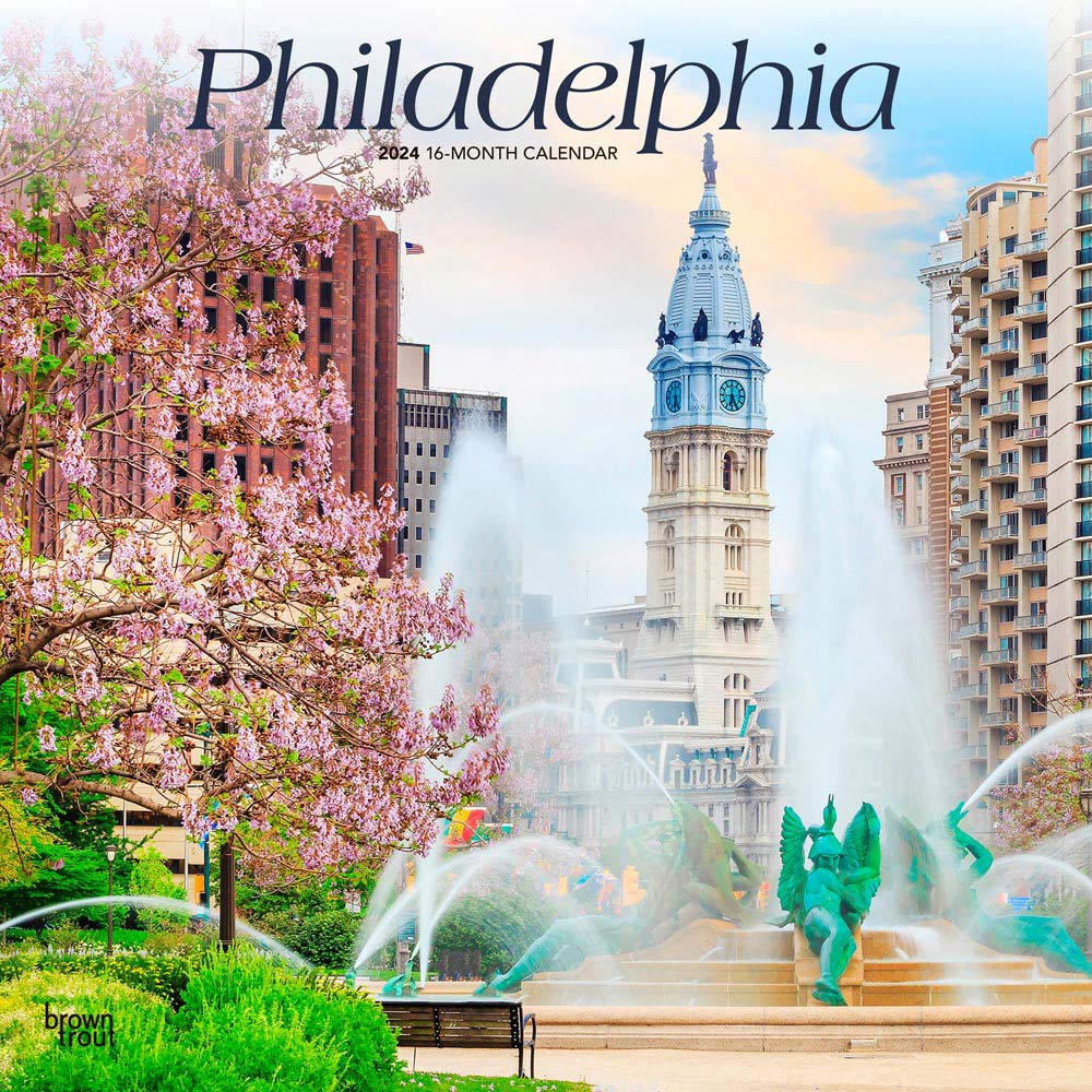 Philadelphia | 2024 12 x 24 Inch Monthly Square Wall Calendar | BrownTrout | USA United States of America Pennsylvania Northeast City