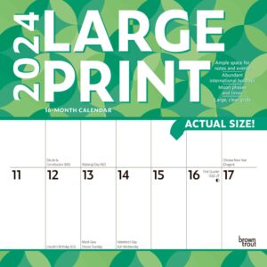 Large Print | 2024 12 x 24 Inch Monthly Square Wall Calendar | Matte Paper | BrownTrout | Easy to See Large Font