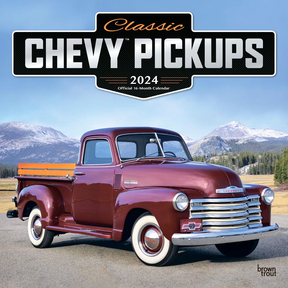 Classic Chevy Pickups OFFICIAL | 2024 12 x 24 Inch Monthly Square Wall Calendar | Foil Stamped Cover | BrownTrout | Chevrolet Motor Truck