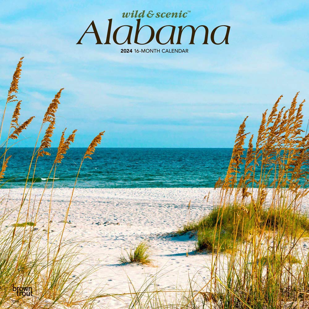 Alabama Wild & Scenic | 2024 12 x 24 Inch Monthly Square Wall Calendar | BrownTrout | USA United States of America Southeast State Nature