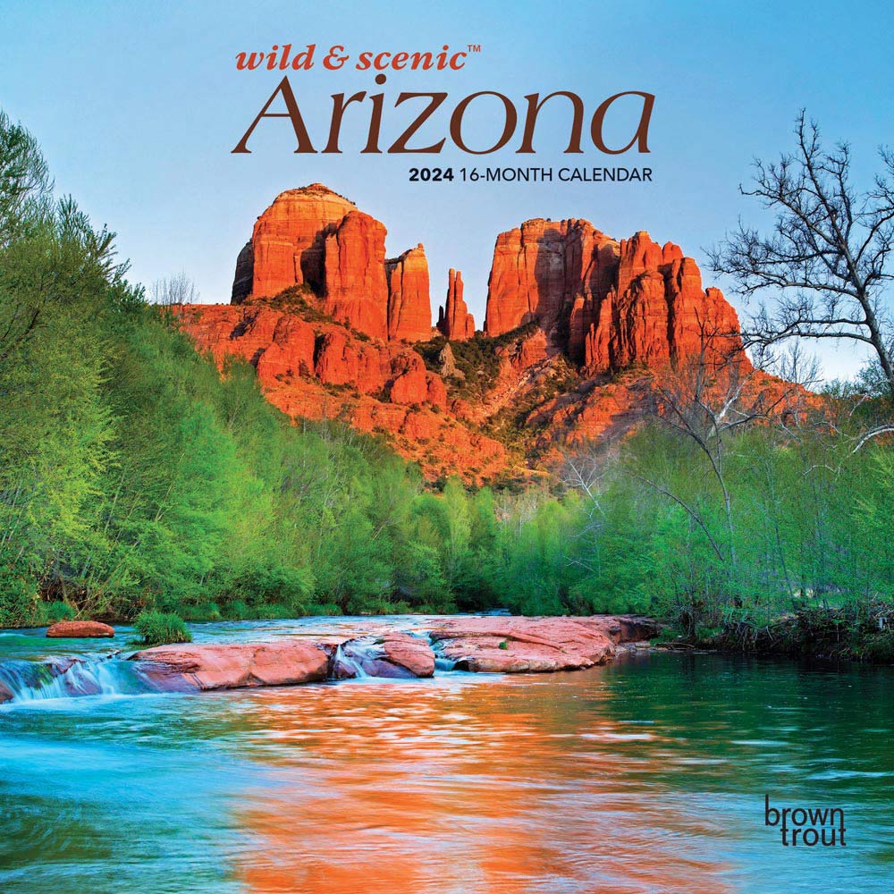Arizona Wild & Scenic | 2024 7 x 14 Inch Monthly Mini Wall Calendar | BrownTrout | USA United States of America Southwest State Nature