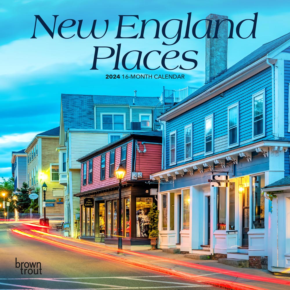 New England Places | 2024 7 x 14 Inch Monthly Mini Wall Calendar | BrownTrout | USA United States of America Scenic Nature