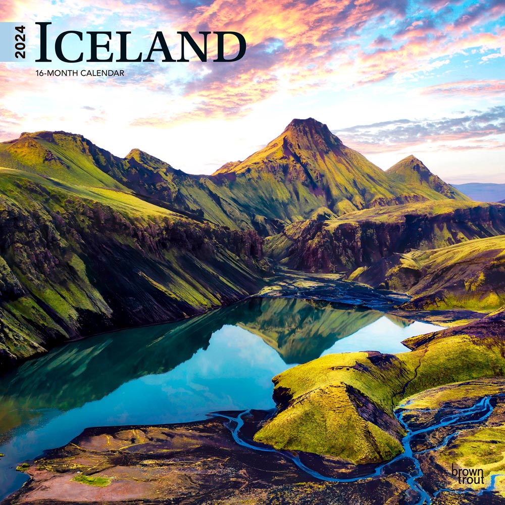 Iceland | 2024 12 x 24 Inch Monthly Square Wall Calendar | BrownTrout | Scenic Travel Europe Glaciers