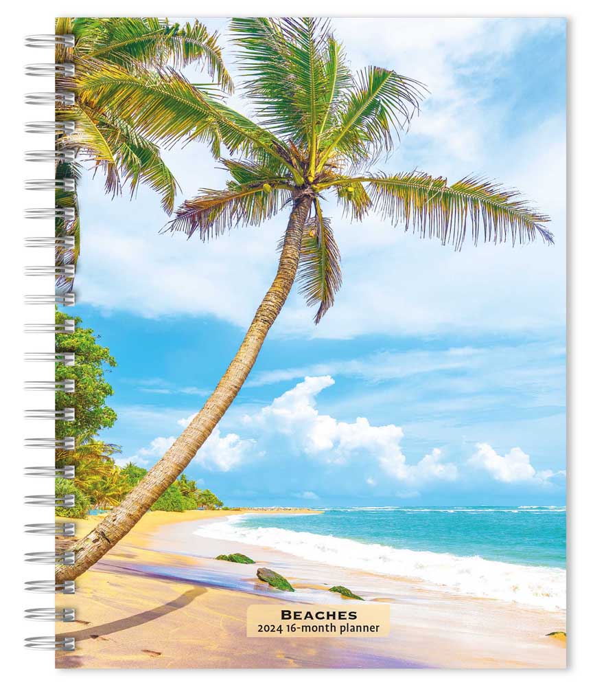 Beaches | 2024 6 x 7.75 Inch Spiral-Bound Wire-O Weekly Engagement Planner Calendar | New Full-Color Image Every Week | BrownTrout | Travel Nature Tropical