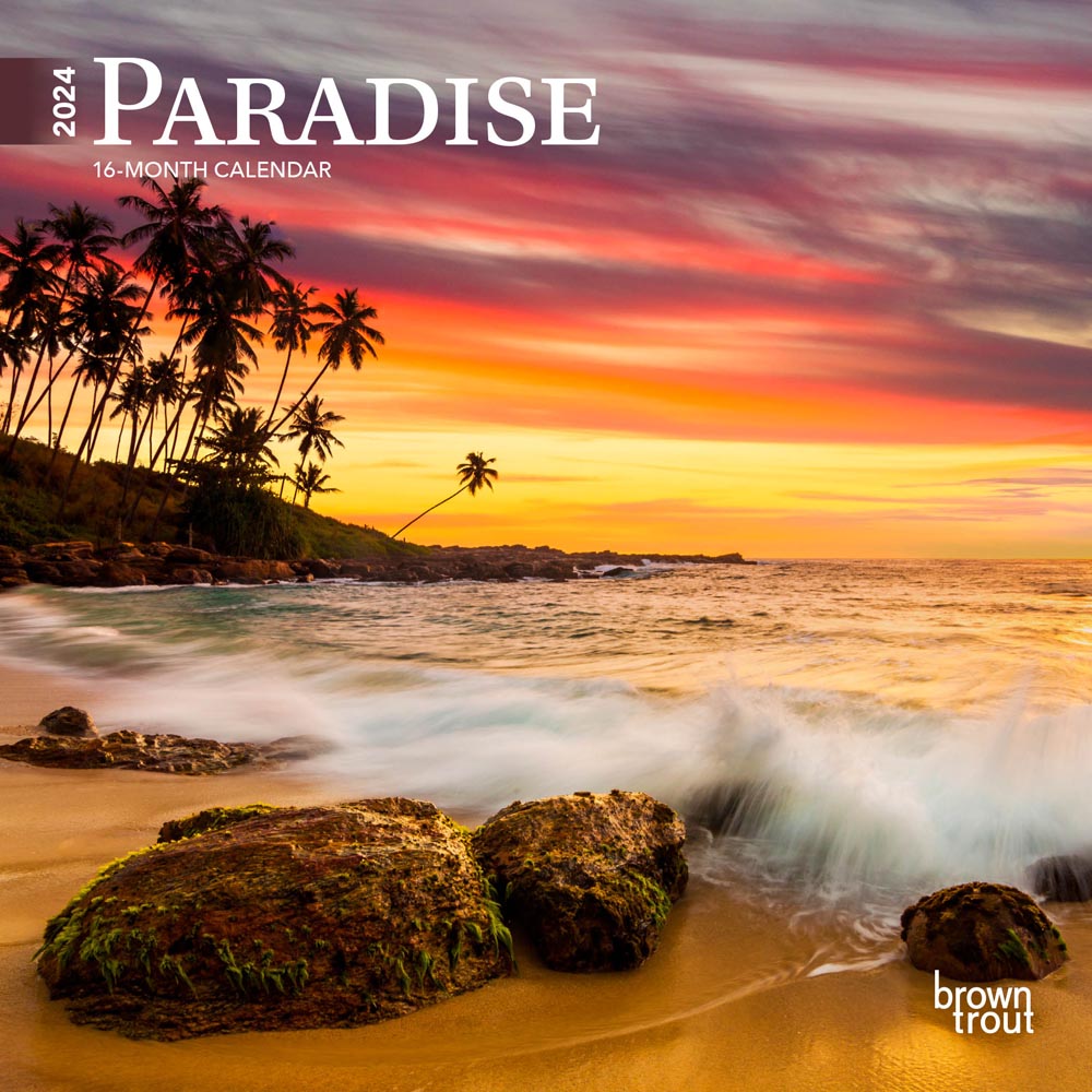 Paradise | 2024 7 x 14 Inch Monthly Mini Wall Calendar | BrownTrout | Scenic Travel Nature Beach