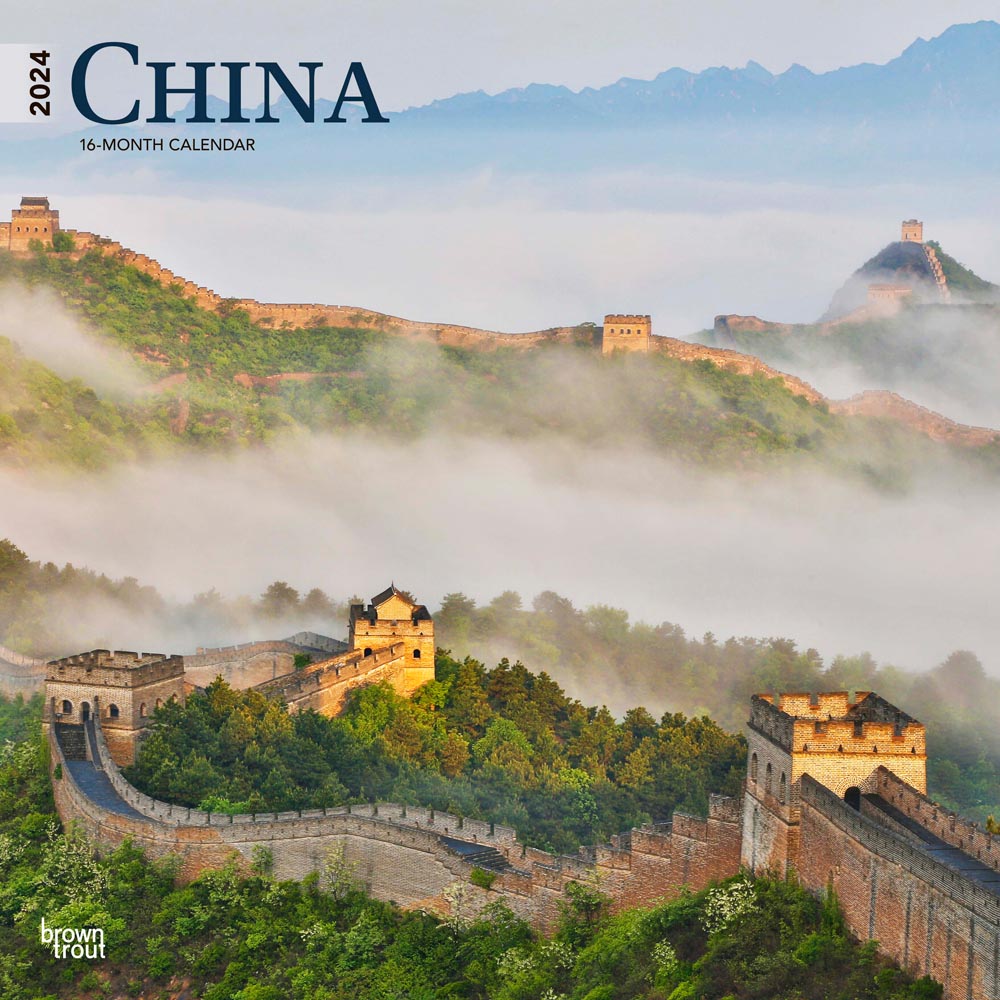 China | 2024 12 x 24 Inch Monthly Square Wall Calendar | BrownTrout | Travel Asia Beijing
