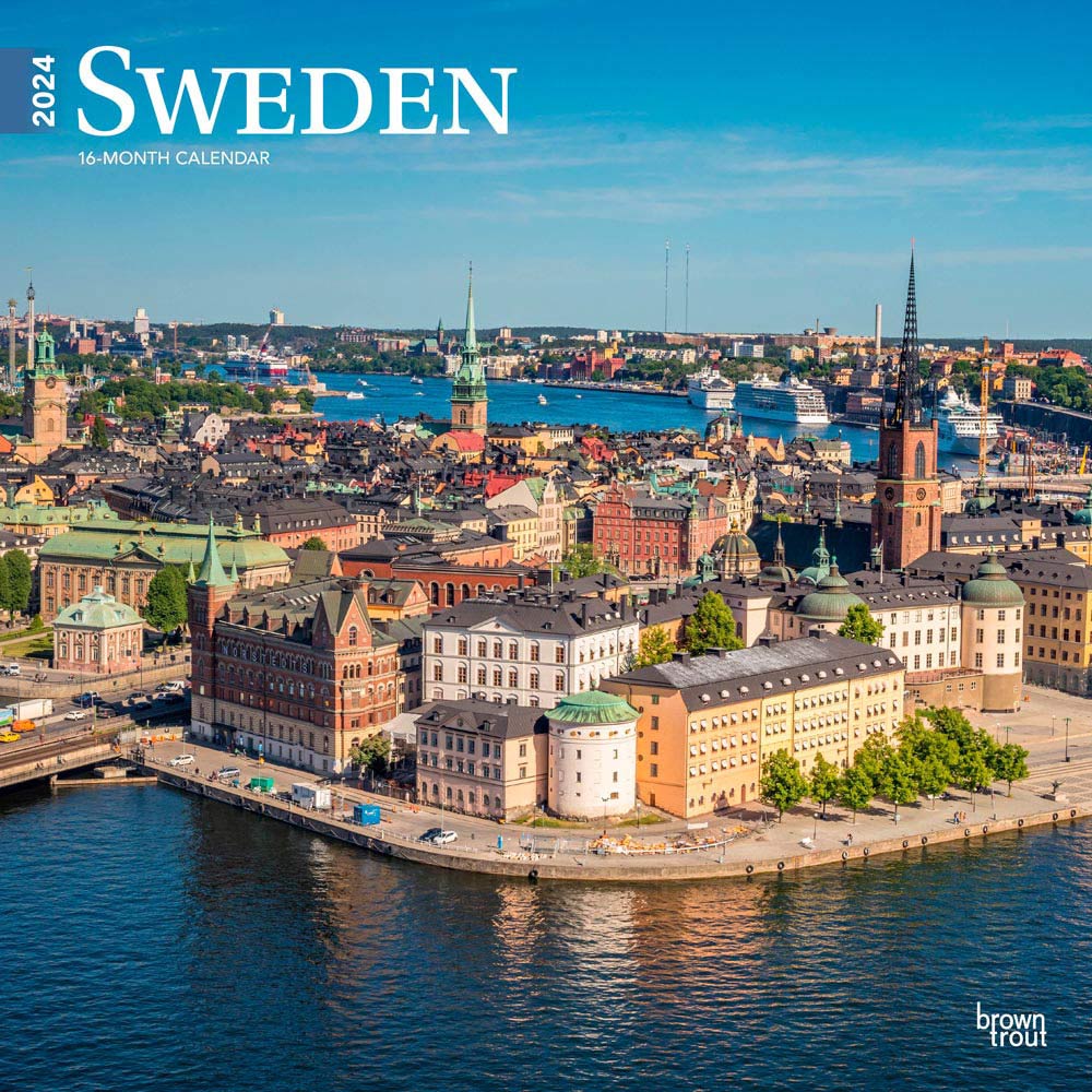 Sweden | 2024 12 x 24 Inch Monthly Square Wall Calendar | BrownTrout | Travel Europe Scandinavian Stockholm
