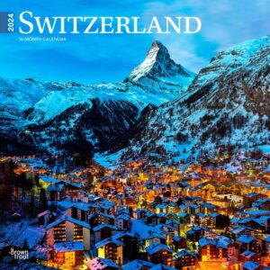 Switzerland | 2024 12 x 24 Inch Monthly Square Wall Calendar | BrownTrout | Travel Europe Swiss Alps