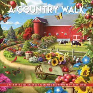 A Country Walk | 2025 12 x 24 Inch Monthly Square Wall Calendar | Featuring the Artwork of Alan Giana | Plastic-Free | Hopper Studios | Rural Country Art