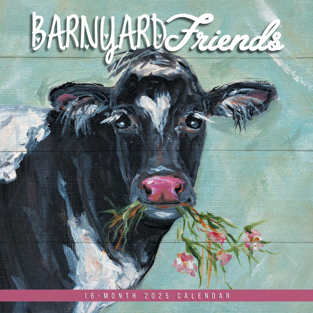 Barnyard Friends | 2025 12 x 24 Inch Monthly Square Wall Calendar | Featuring the Artwork of Molly Strong | Plastic-Free | Hopper Studios | Rural Country Art