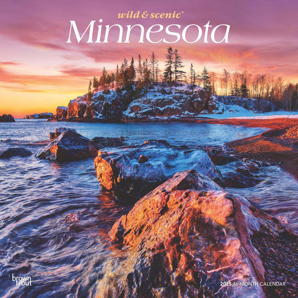 Minnesota Wild & Scenic | 2025 12 x 24 Inch Monthly Square Wall Calendar | Plastic-Free | BrownTrout | USA United States of America Midwest State Nature