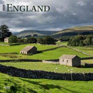 England | 2025 12 x 24 Inch Monthly Square Wall Calendar | Plastic-Free | BrownTrout | UK United Kingdom Scenic