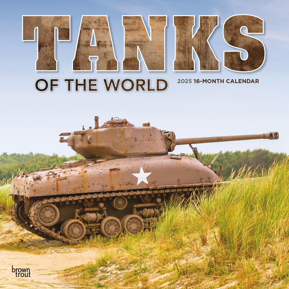 Tanks of the World | 2025 12 x 24 Inch Monthly Square Wall Calendar | Plastic-Free | BrownTrout | Military Vehicle Equipment